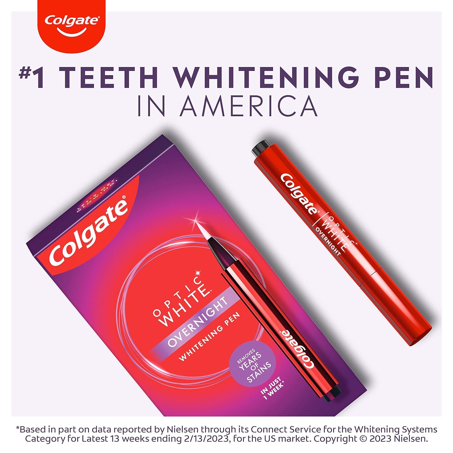 Colgate Optic White Overnight Teeth Whitening Pen, Teeth Stain Remover to Whiten Teeth, 35 Nightly Treatments