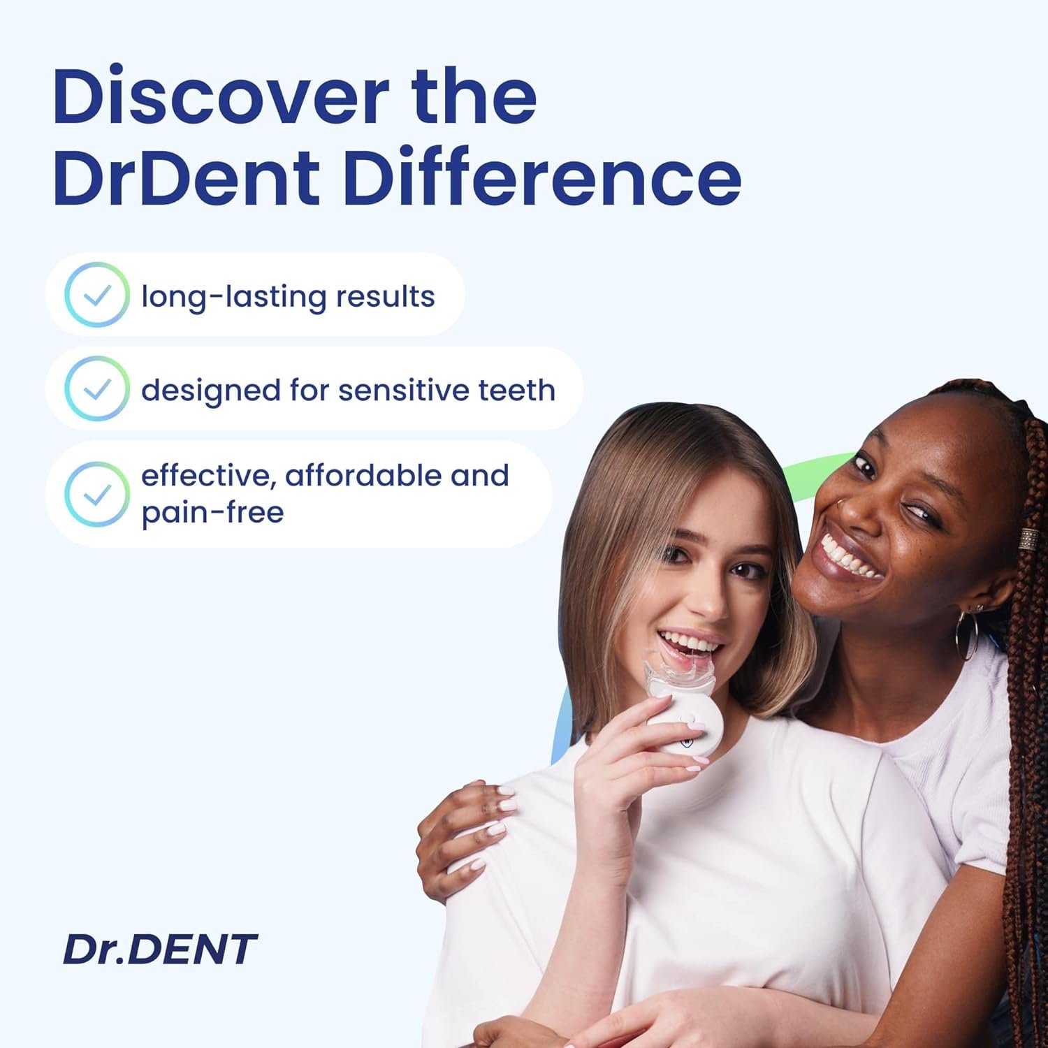 DrDent Professional LED Teeth Whitening Kit - Carbamide Peroxde Sensitivity Free Formula - (3) Teeth Whitening Gel Pens 30+ Whitening Sessions - (1) Remineralization Gel - Rapid Effective Results