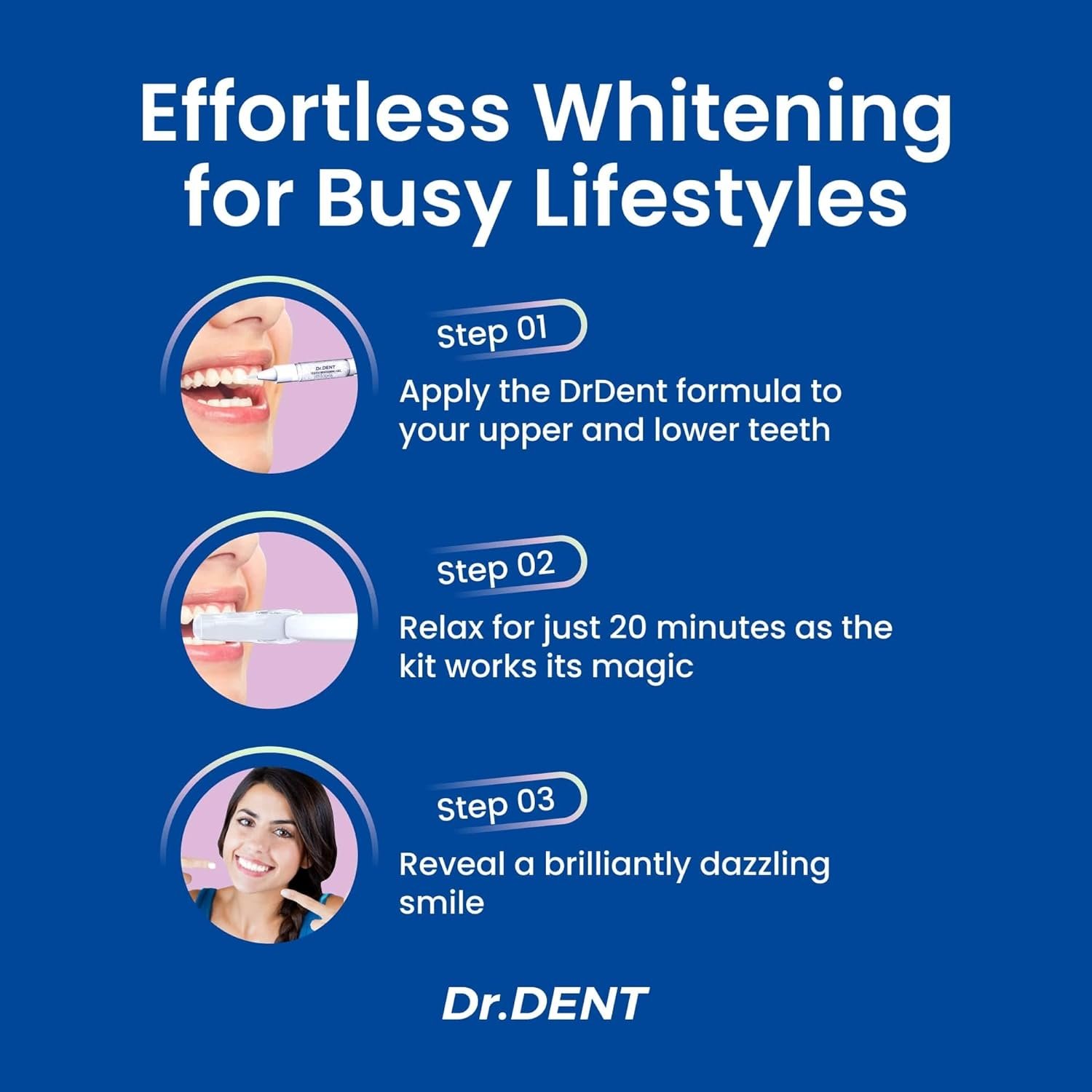 DrDent Professional LED Teeth Whitening Kit - Carbamide Peroxde Sensitivity Free Formula - (3) Teeth Whitening Gel Pens 30+ Whitening Sessions - (1) Remineralization Gel - Rapid Effective Results