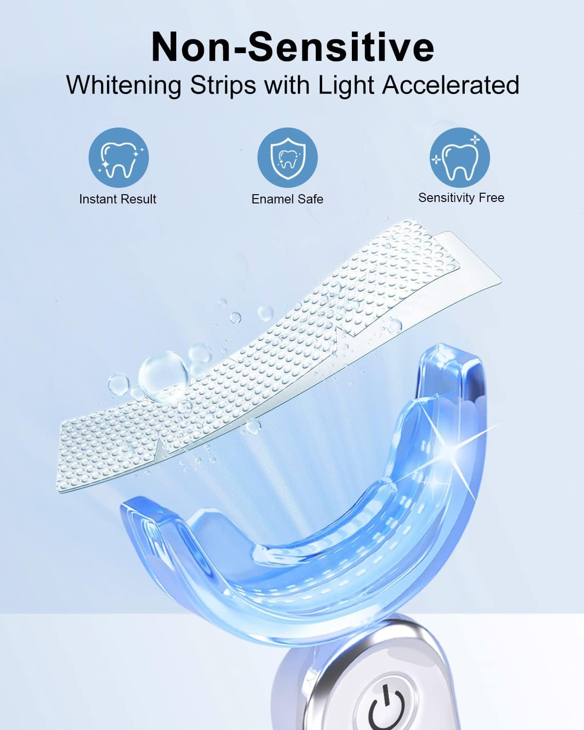 EZGO Teeth Whitening Kit with LED Light, Non-Sensitive Teeth Whitener with 1 Month Teeth Whitening Strip, 28LED Teeth Whitening Light, Help to Remove Teeth Stains from Coffee, Tea and Wine (28Count)