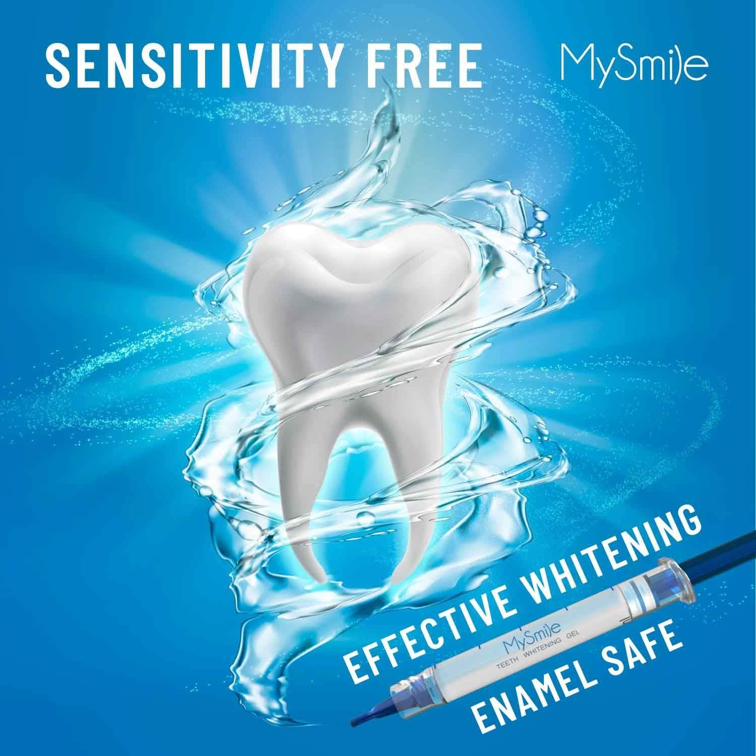 MySmile Teeth Whitening Kit with LED Light, 10 Min Non-Sensitive Fast Teeth Whitener with 3 Carbamide Peroxide Teeth Whitening Gel, Helps to Remove Stains from Coffee, Smoking, Wines, Soda, Food