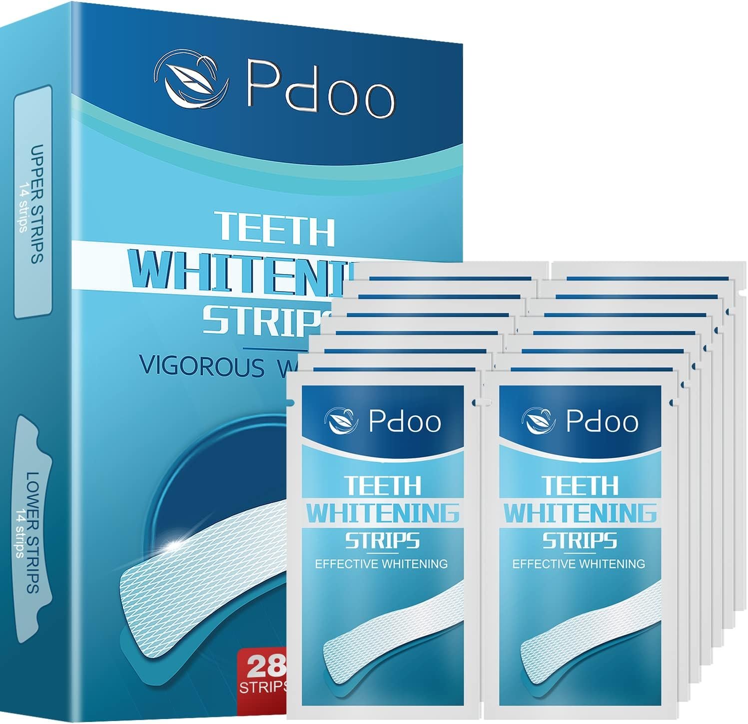 PdooClub - Whitening Strips for Teeth Sensitive, Professional Teeth Whitening Strips, Fast Remove Smoking, Blue 28 Strips