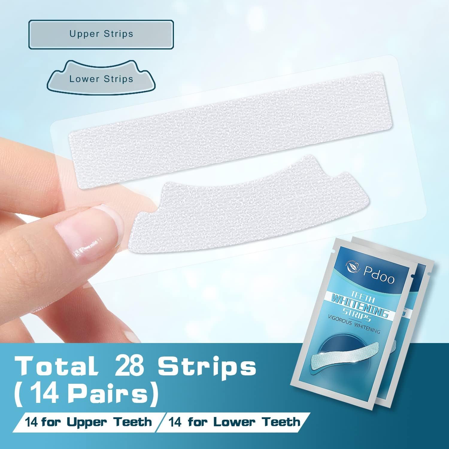 PdooClub - Whitening Strips for Teeth Sensitive, Professional Teeth Whitening Strips, Fast Remove Smoking, Blue 28 Strips