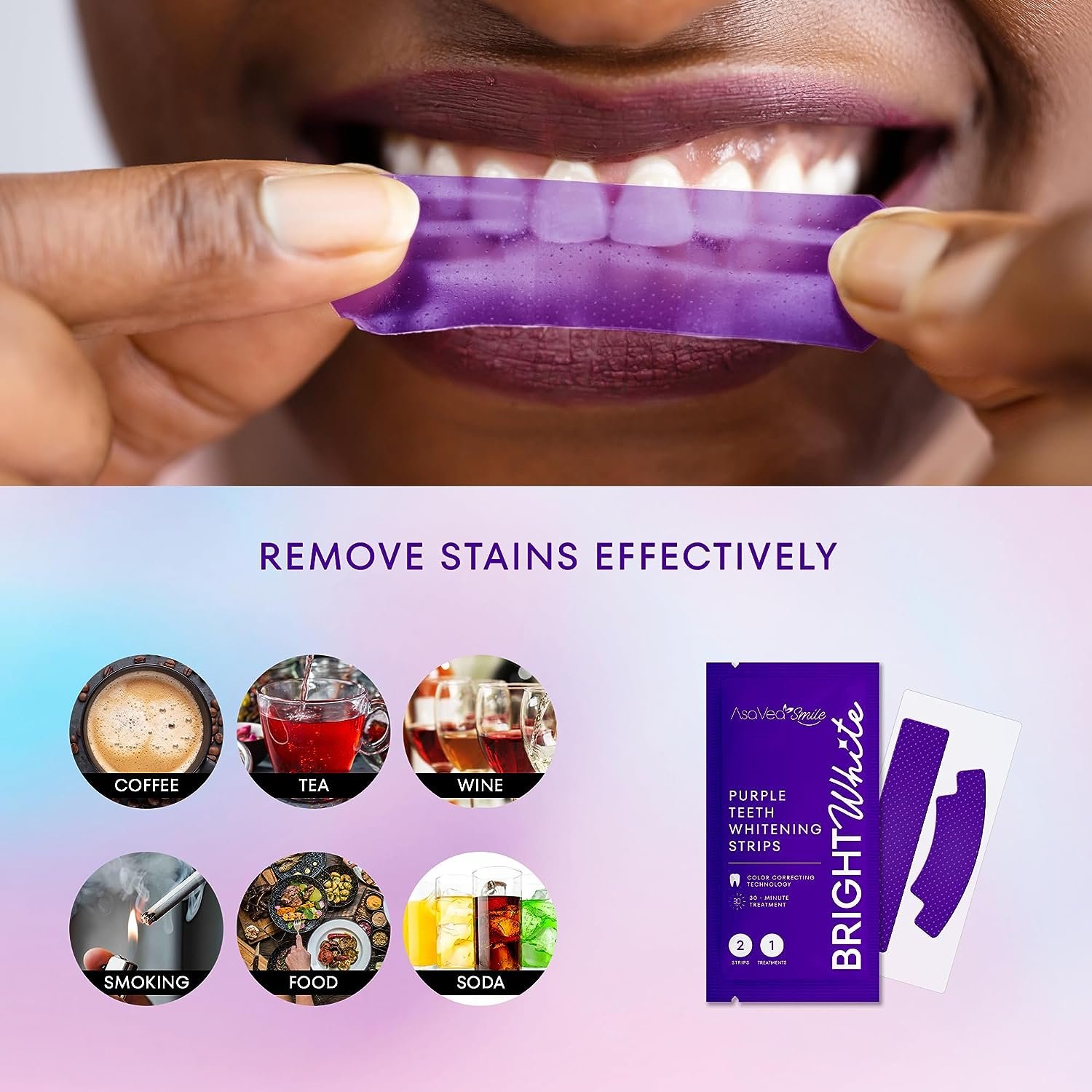 Purple Teeth Whitening Strips for Teeth Whitening, Teeth Whitening Without The Sensitivity, Enamel Safe Teeth Whitening Strips for a Brighter Smile, 28 Strips