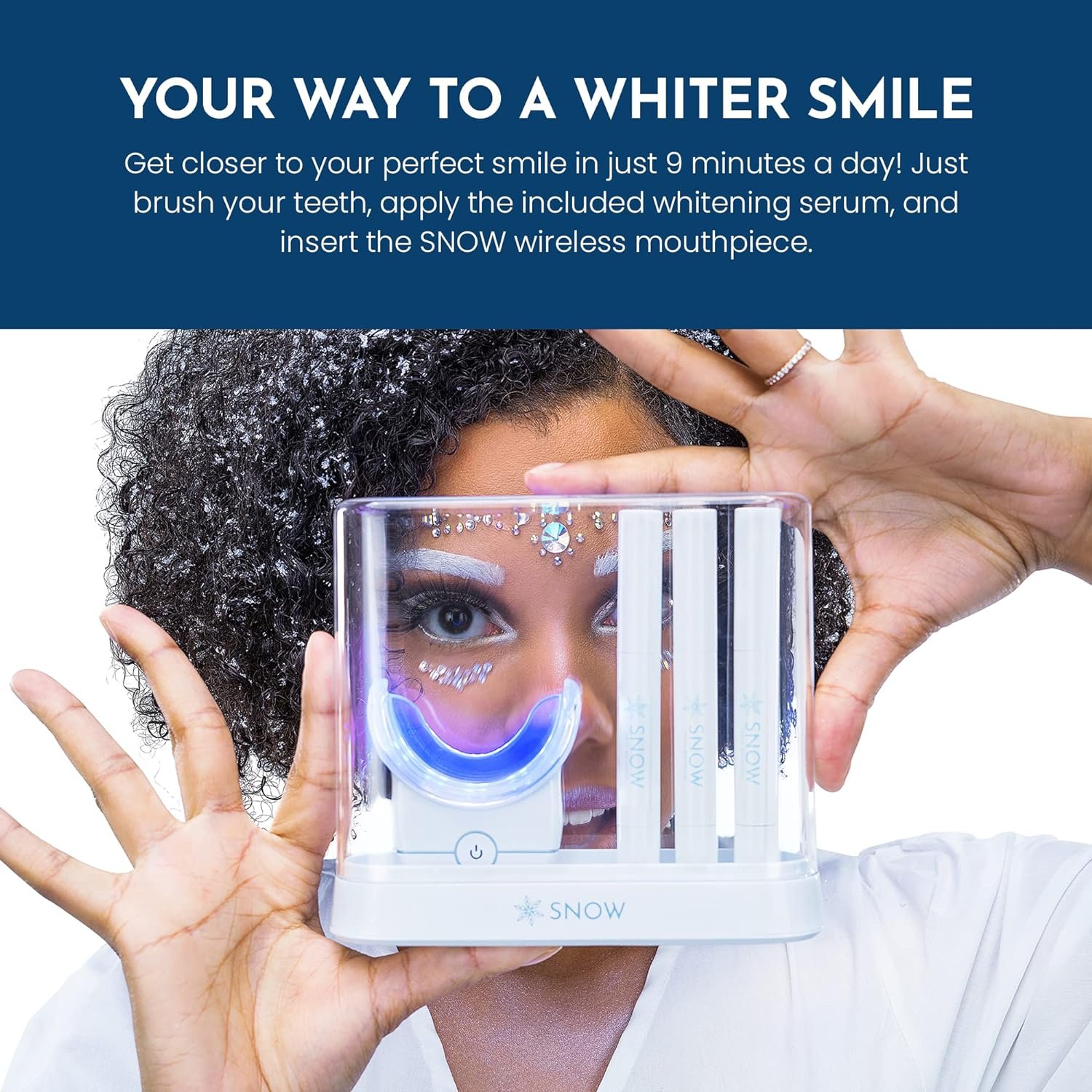 Snow Limited Edition Teeth Whitening Wireless Kit, Teeth Whitening Kit with LED Light, Water-Resistant Whitening Kit, 3 Whitening Wands and Wireless LED Mouthpiece, Ultra-Portable Whitener - (White)