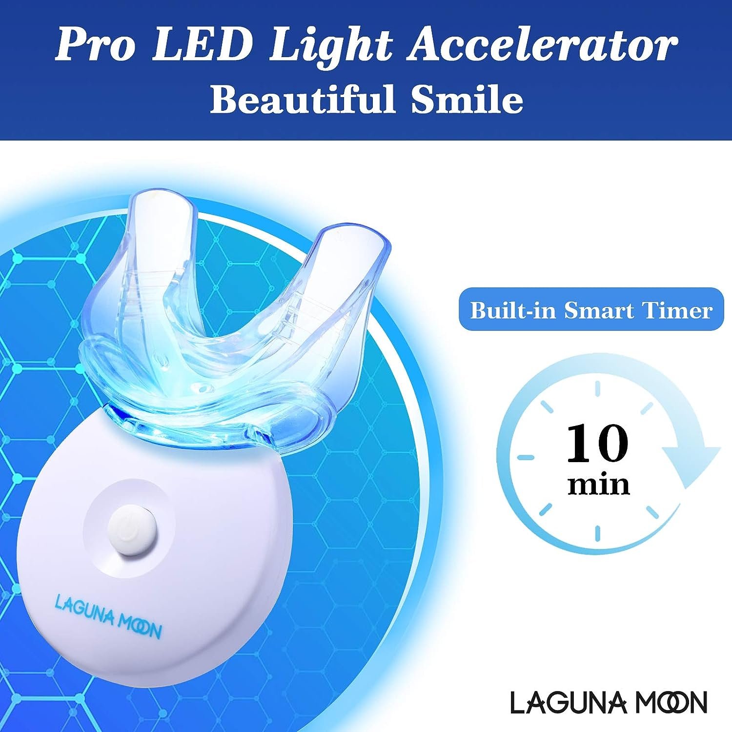 Teeth Whitening Kit with LED Light by Lagunamoon, 35% Urea Peroxide Teeth Whitening Gel, Mouth Tray, Wireless Teeth Whitening LED Light Helps Remove Stains from Coffee, Wine, Tea, No Sensitivity