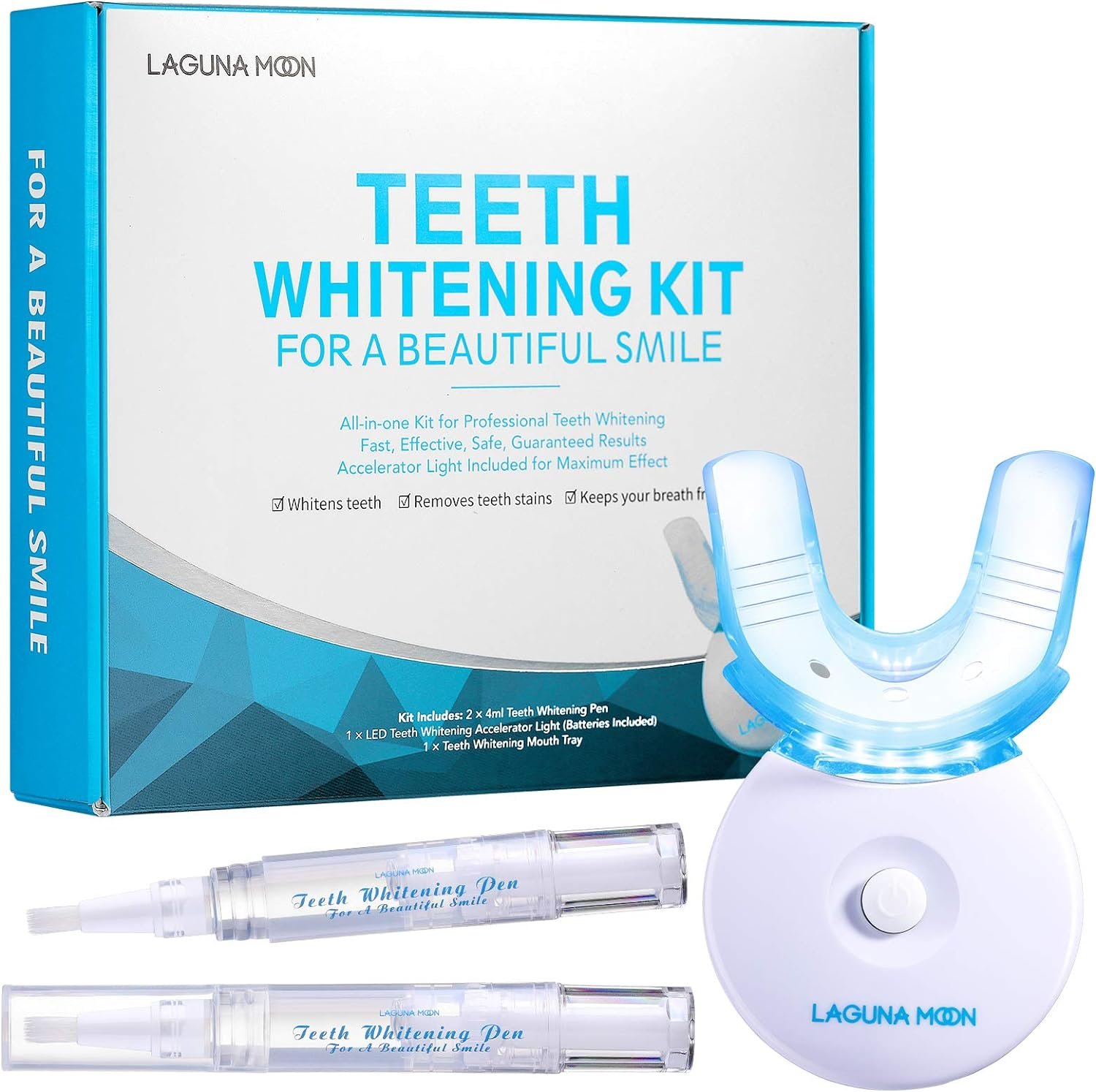 Teeth Whitening Kit with LED Light by Lagunamoon, 35% Urea Peroxide Teeth Whitening Gel, Mouth Tray, Wireless Teeth Whitening LED Light Helps Remove Stains from Coffee, Wine, Tea, No Sensitivity