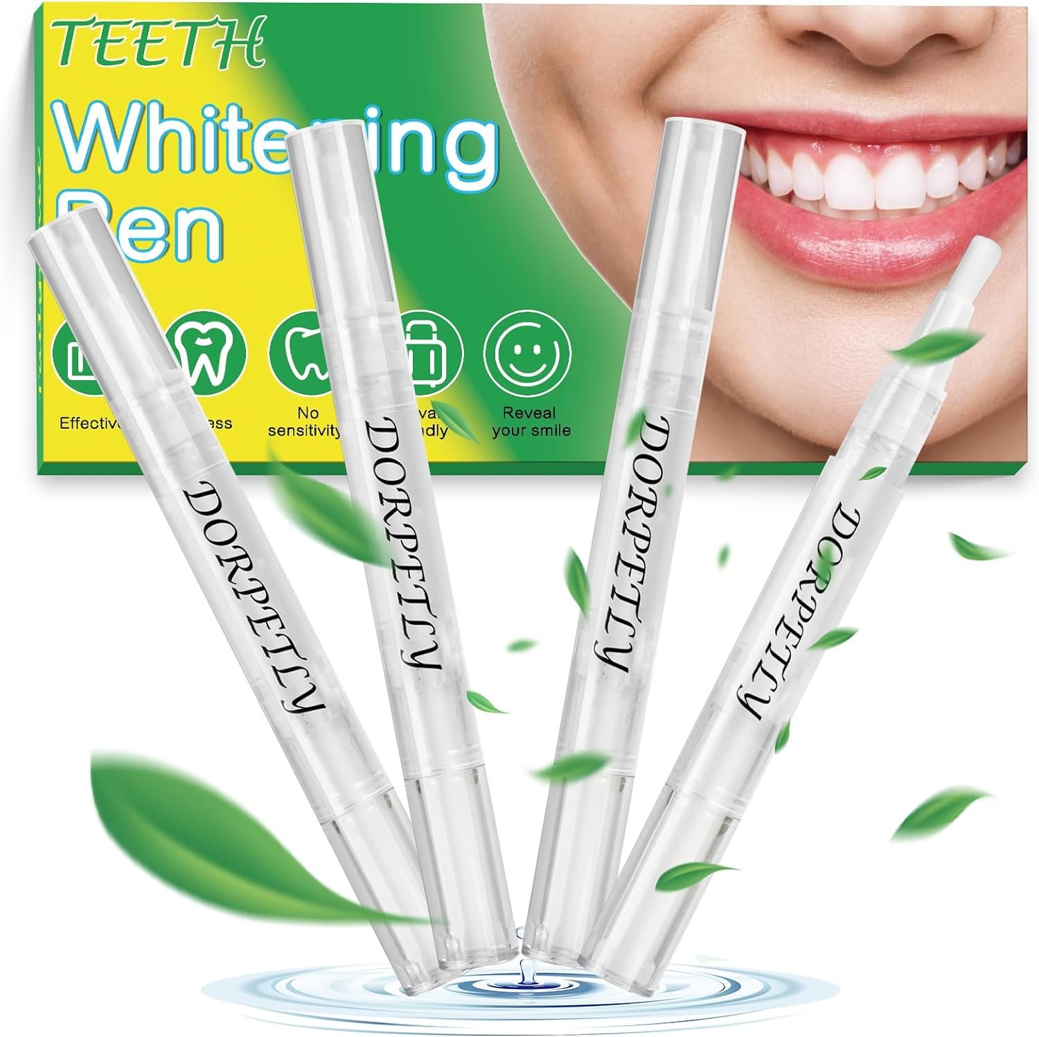 Teeth Whitening Pen (4 Pcs), Teeth Whitening Kit for Teeth Brighter and Oral Care, Teeth Whitener Gel for Remove Stains with Effective and Painless, No Sensitivity, Travel-Friendly