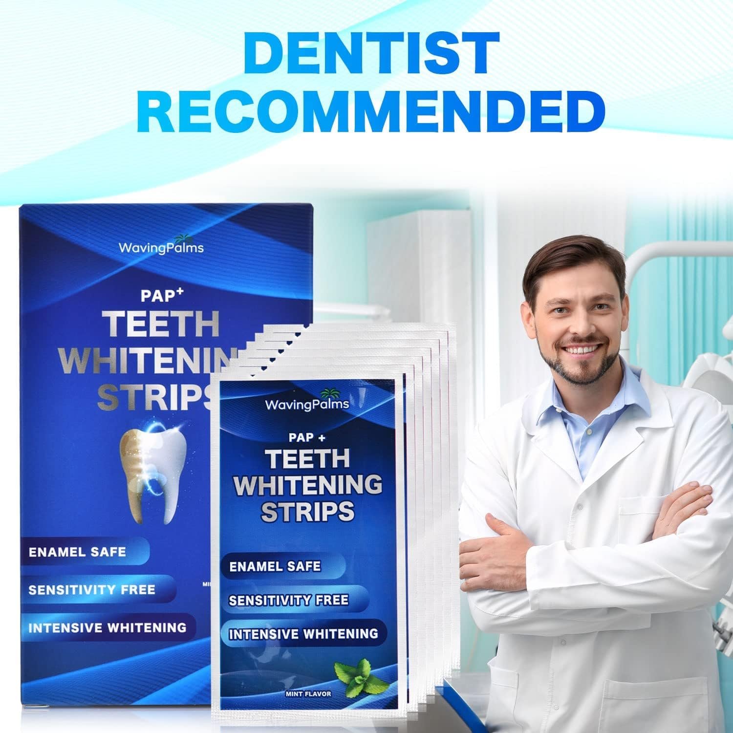 Teeth whitening Strip, 28 Sensitivity Free Whitening Strips, Peroxide Free, 14 Treatments for Teeth whitening, Professional and Safe Teeth whitening Strips