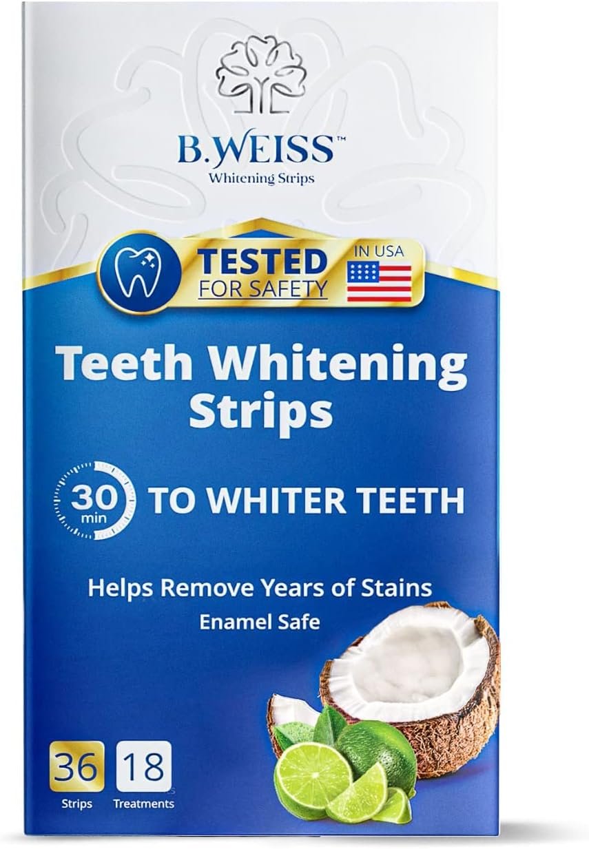 Teeth Whitening Strips 36 Individual Strips,18 Treatments, Fast Results Enamel Safe for Whiter Teeth - Enamel Safe for Whiter Teeth, Reduced Sensitivity New Formula (Coconut Flavor)