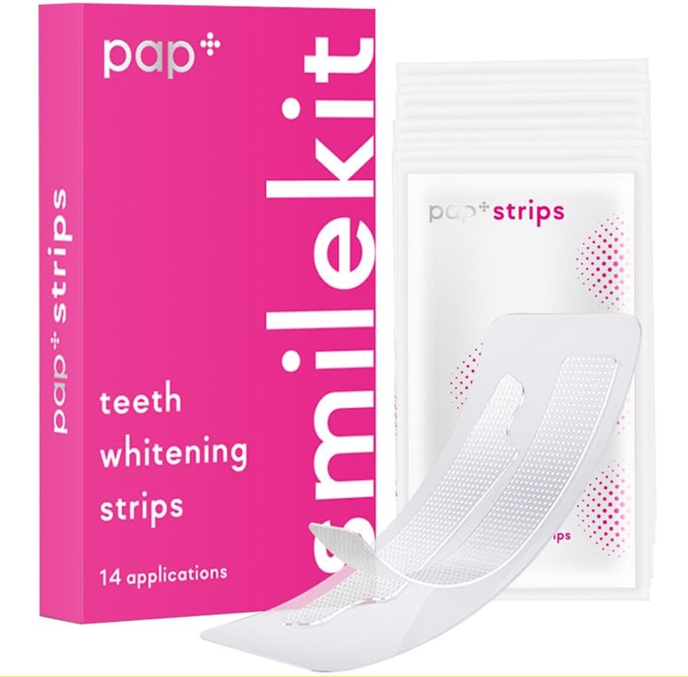 Teeth Whitening Strips for Sensitive Teeth,Pap Whitening Strips,Enamel Safe,Peroxide Free,No-Slip,Non-Toxic,Dentist Formulated Teeth Whitening Kit,14 Treatments, 28 Strips Fast Remove Years Stains