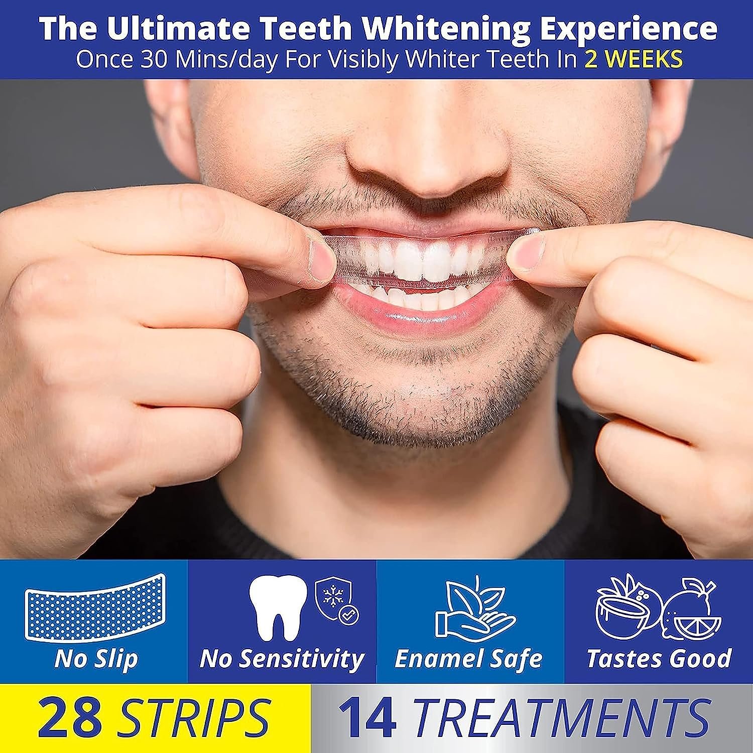 Teeth Whitening Strips for Teeth Sensitive- Coconut and Lemon Peel Oil Infused White Strips- Whiter, Brighter Smiles - Gentle and Safe Whitening Kit -28 Whitening Strips -14 Treatments