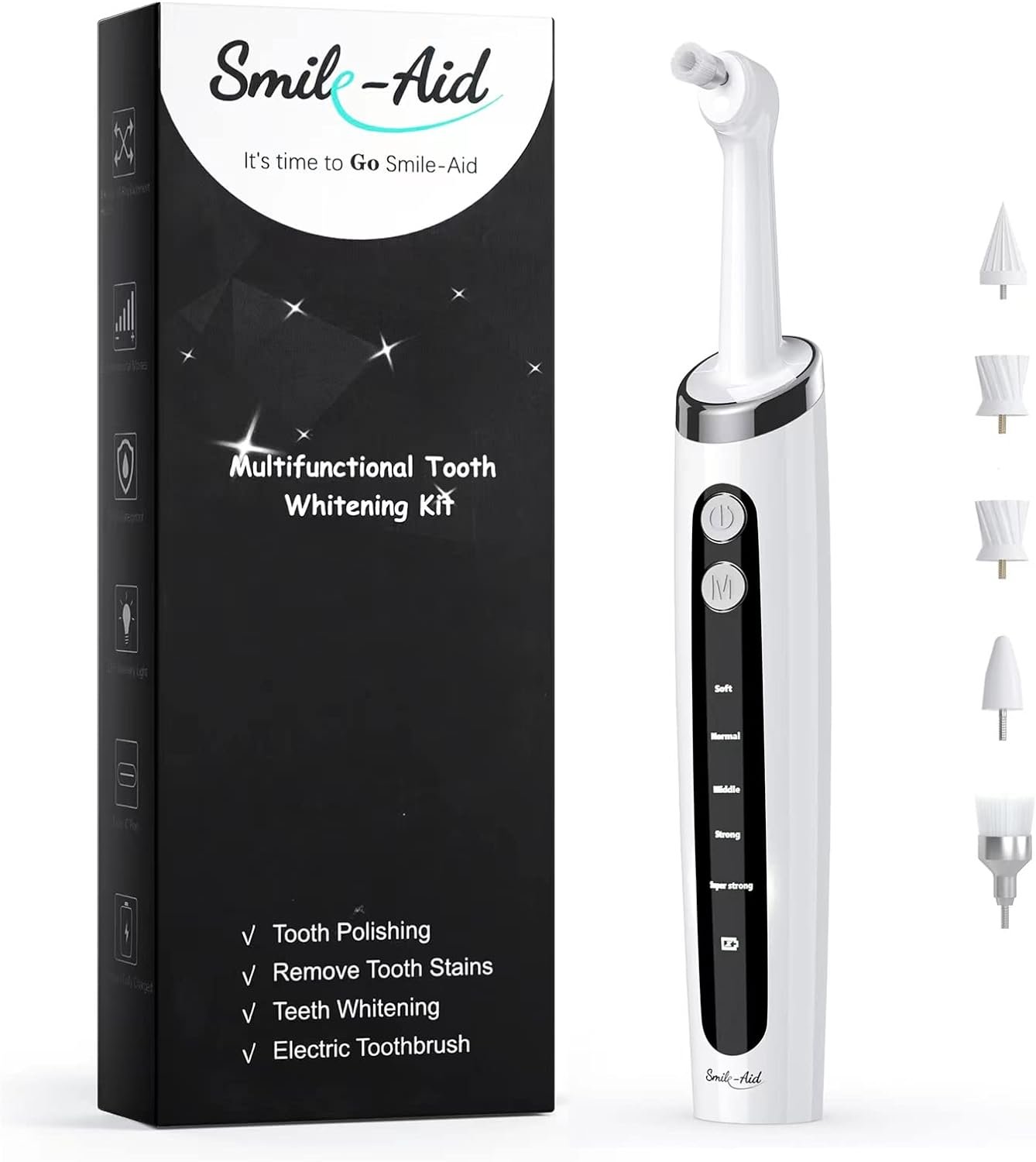 Tooth Polisher, Tooth Whitening Kit for Teeth Whitening and Daily Care Cleaning, USB Rechargeable, Waterproof, Multifunctional Replacement Head